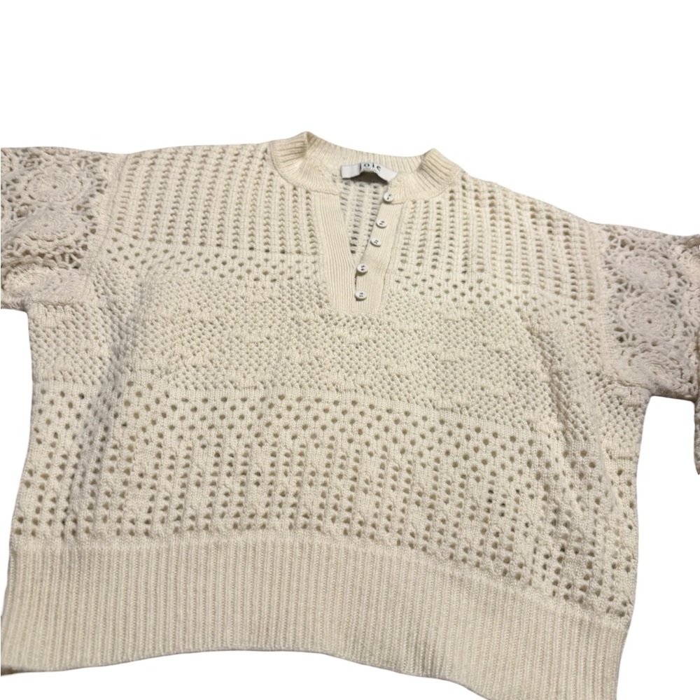 🤍✨ Joie Carem Pointelle Oversized Wool Sweater – Ivory – Size‎ M ✨🤍 - Picture 4 of 7
